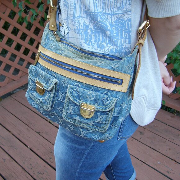 💙 LOUIS VUITTON Denim Monogram Baggy CROSSBODY MESSENGER BAG - Picture 5 of 16